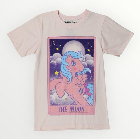 My Little Pony Other - My Little Pony The Moon Tarot Card Graphic Tee Pink Short Sleeve Unisex Medium